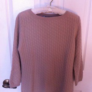 in Cashmere Women's Beige Cable Knit Sweater.  Size Large (L)